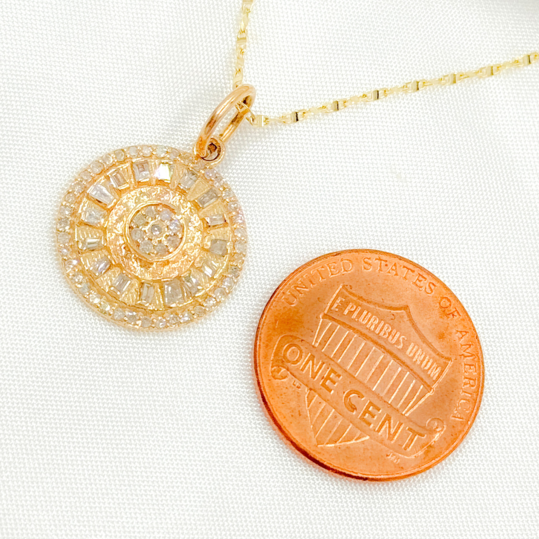 KG242. 14K Solid Gold Diamond Circle Charm