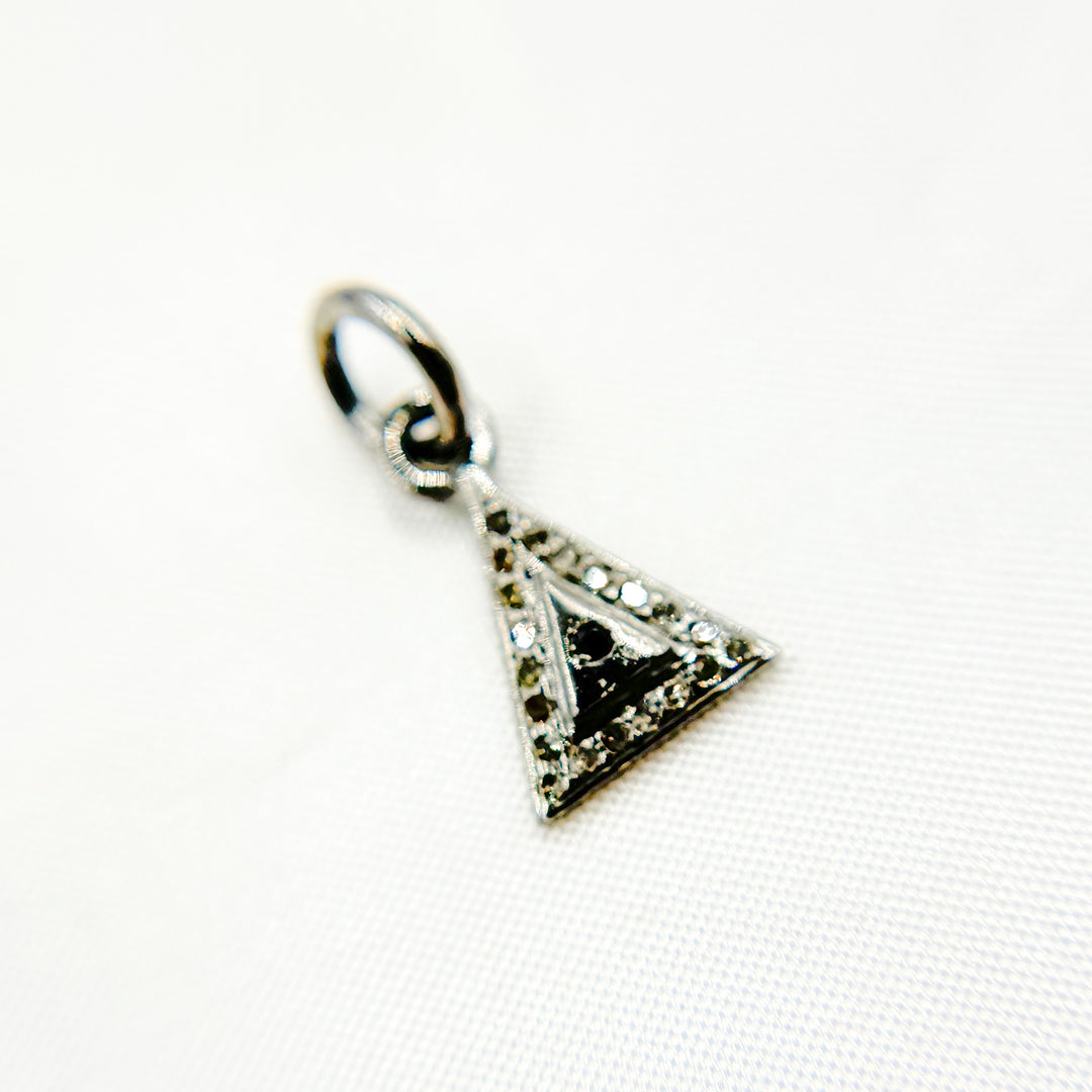 DC454. Diamond Sterling Silver Triangle Charm with Gemstone