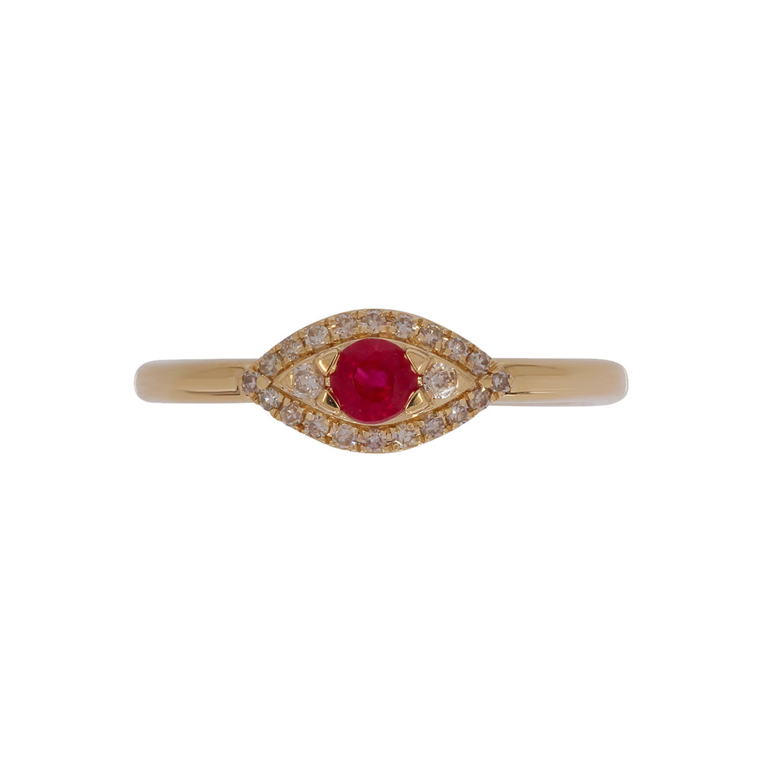 RFB17775RU. 14k Solid Gold Diamond and Ruby Eye Ring