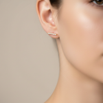 Load image into Gallery viewer, EFA54157. 14K Solid Gold Diamond Bar Stud Earrings