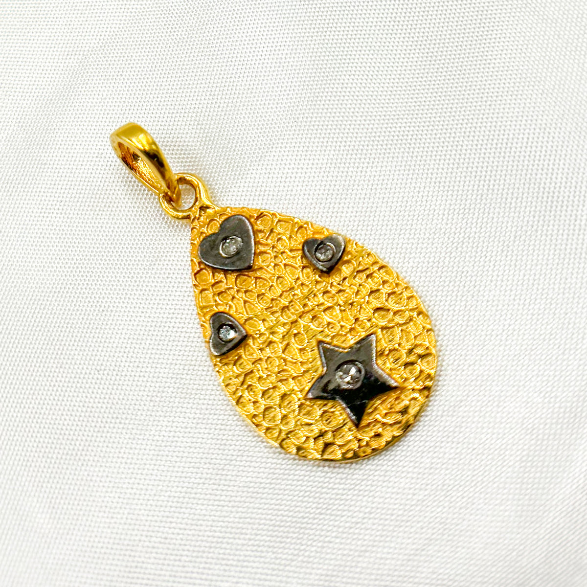 Sterling Silver Drop Heart & Star Pendant