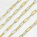 Load image into Gallery viewer, Shop Gold Plated Sterling Silver Smooth &amp; Diamond Cut Paperclip Chain
