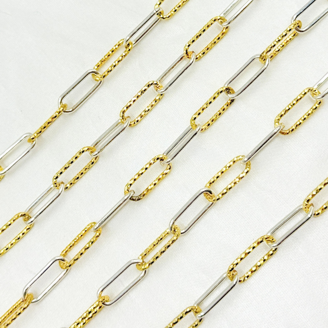 Shop Gold Plated Sterling Silver Smooth & Diamond Cut Paperclip Chain