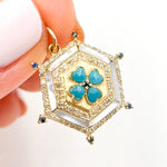 Load image into Gallery viewer, Buy Now 14K Solid Gold Hexagon Clover Pendant