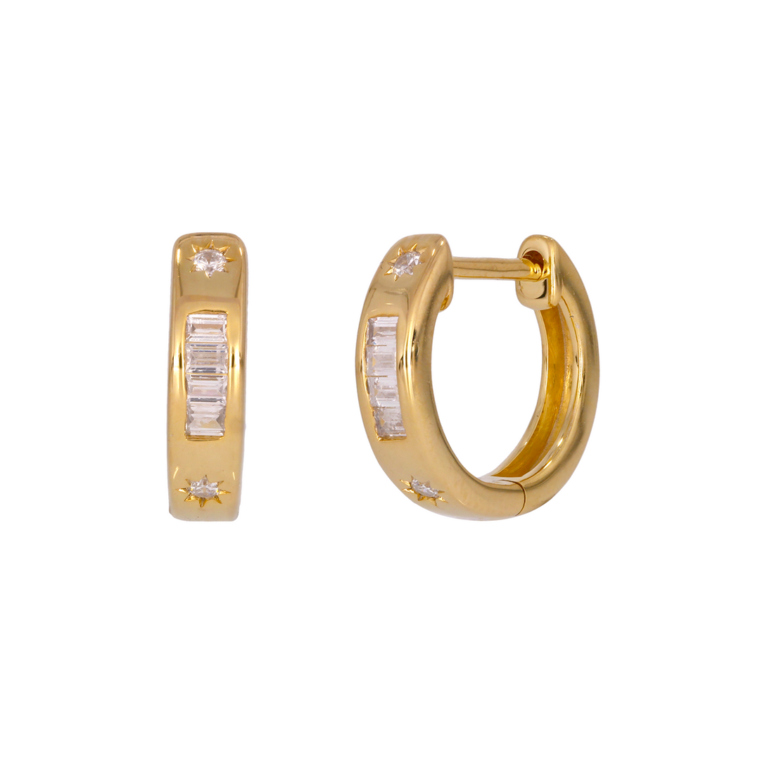 EHD57456. 14K Solid Rose Gold Diamond Hoop Earrings