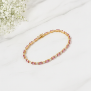 CB97273PS5X3. 14k Solid Gold Diamond and Pink Sapphire Tennis Bracelet