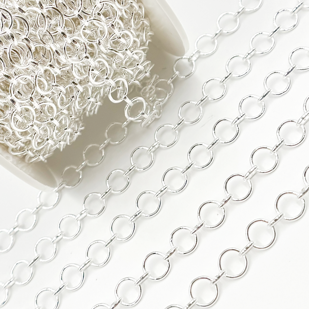 V279SS. Sterling Silver Smooth Round & Oval Link Chain