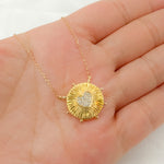 Load image into Gallery viewer, 14K Solid Gold Diamond Round Heart Necklace. NFB71501
