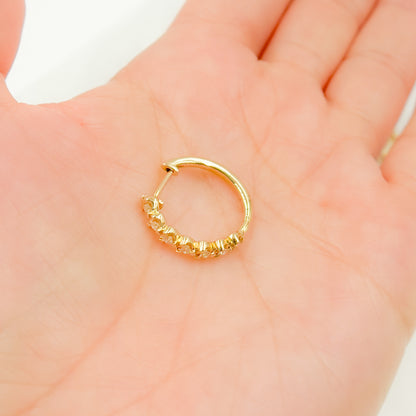 EHE56367. 14K Solid Yellow Gold Diamond Heart Hoop Earring