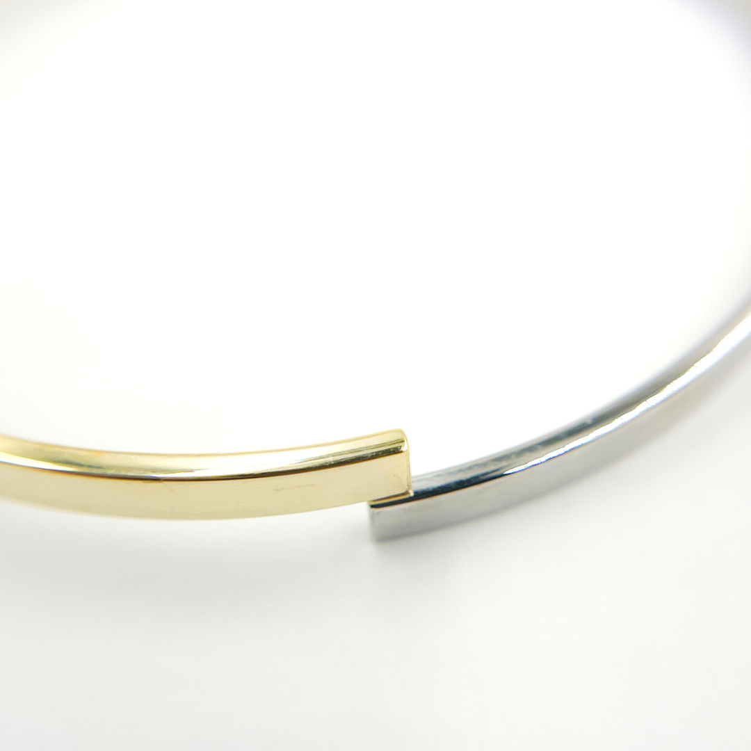 Bangle5. 14K Solid Gold Two Tone Flat Bangle