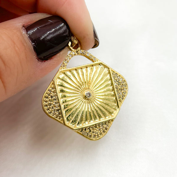 Diamond Sterling Silver Square Pendant