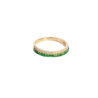 14k Solid Gold Emerald and Diamond Ring.