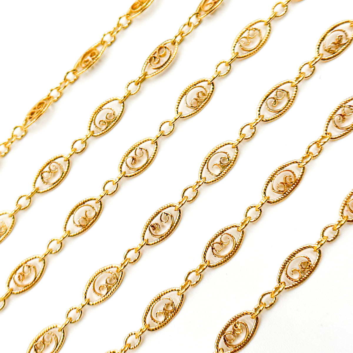 14k Gold Filled Twisted Oval and Round Links Chain