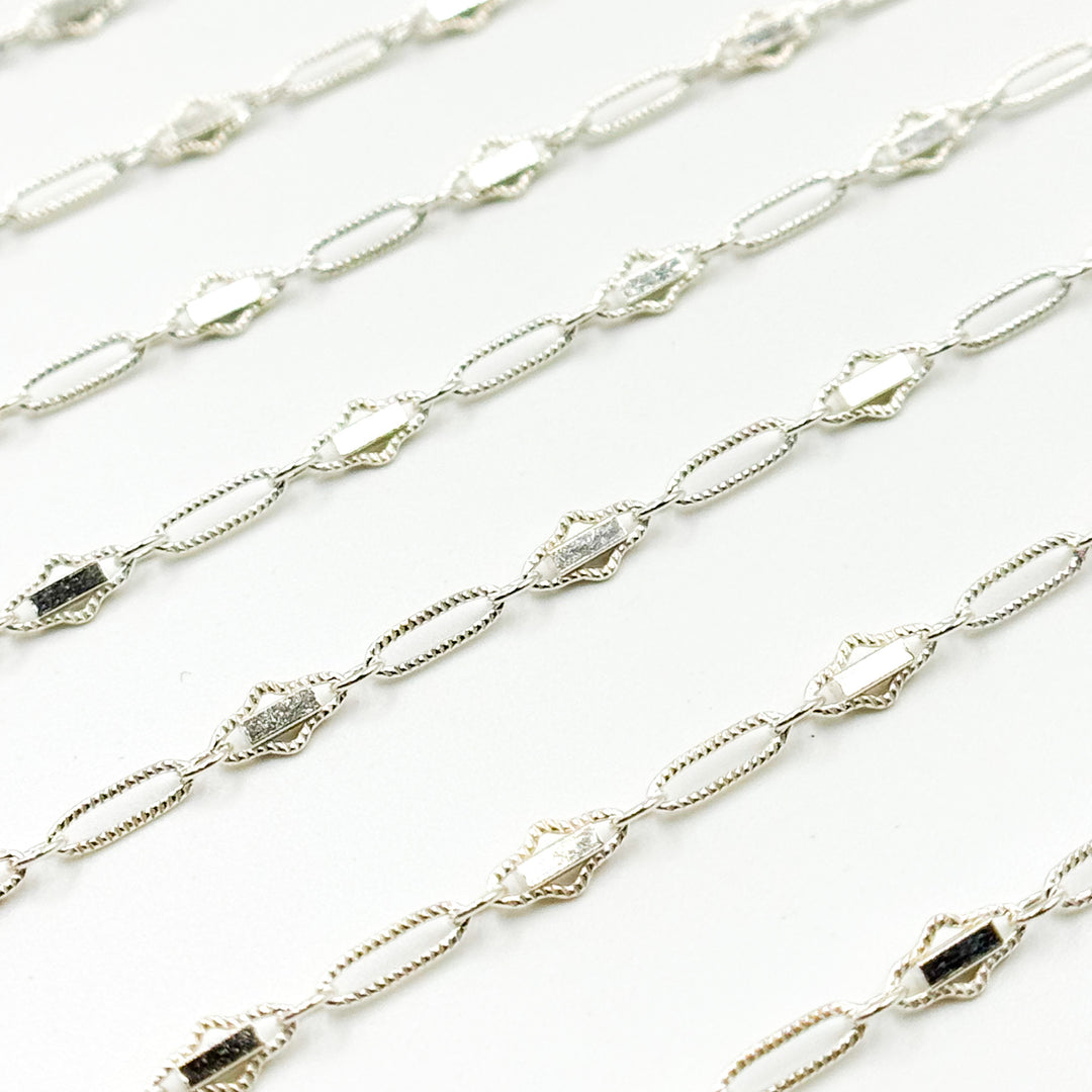 901BSS.Sterling Silver Fancy Twisted Oval Link Chain