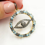 Load image into Gallery viewer, DSP064. Diamond Sterling Silver Round Eye Pendant with Gemstone
