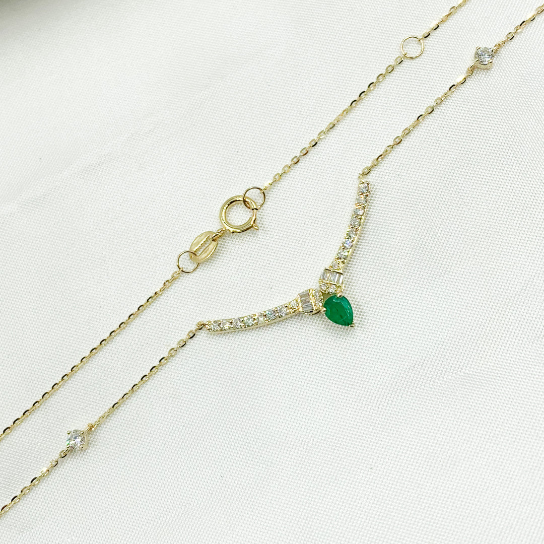 14K Solid Gold Diamond and Gemstone Necklace. NT404446