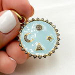 Load image into Gallery viewer, DP575A. Diamond Sterling Silver Round Enamel Pendant
