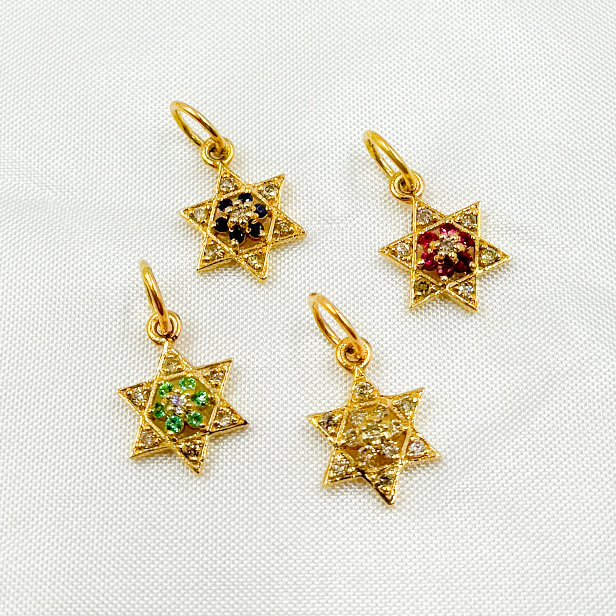 GDP393. 14K Solid Gold Diamond Star Charm with Gemstone