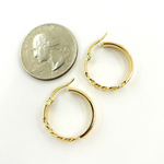 Load image into Gallery viewer, GER108. 14K Solid Gold Hoop with Flat and Curb section
