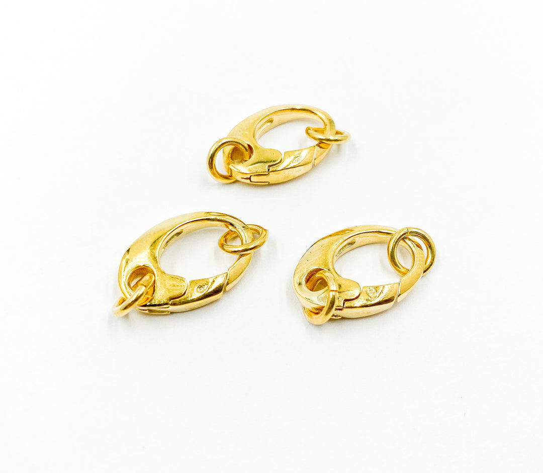 925 Sterling Silver Gold Plated 17x11mm Round Clasp