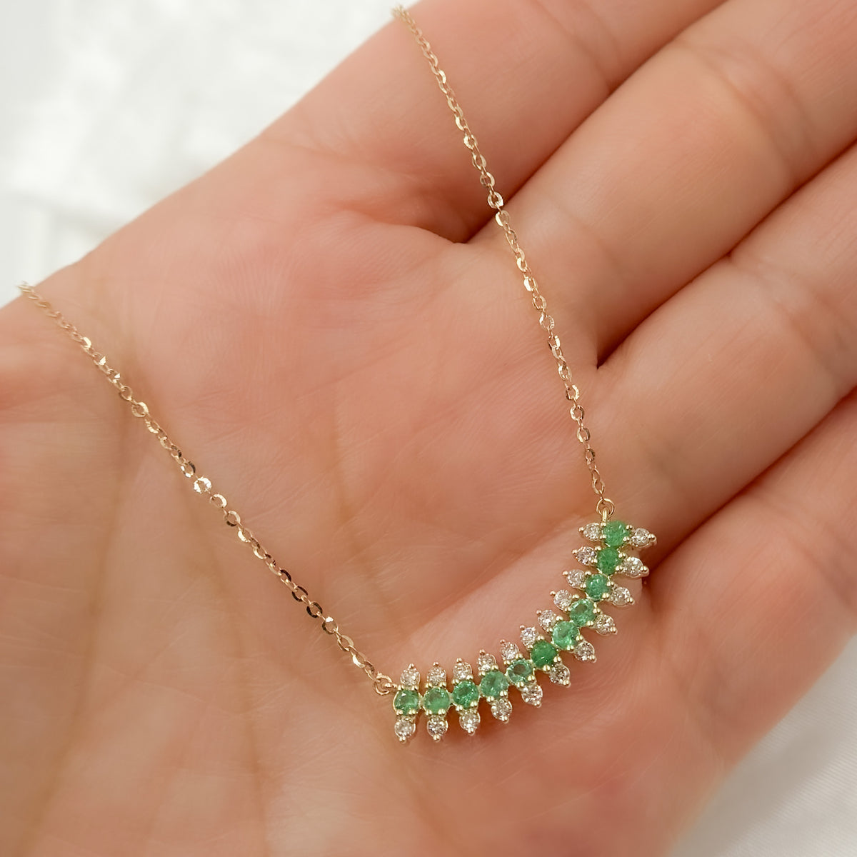 NFE71567EM. 14K Solid Gold Diamond and Gemstone Necklace