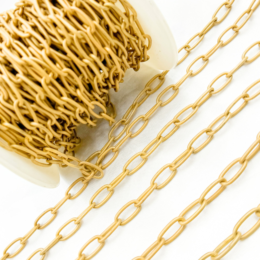 Gold Plated Matt 925 Sterling Silver Oval Link Chains