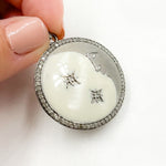 Load image into Gallery viewer, DP432A. Diamond Sterling Silver Moon &amp; Stars Enamel Pendant
