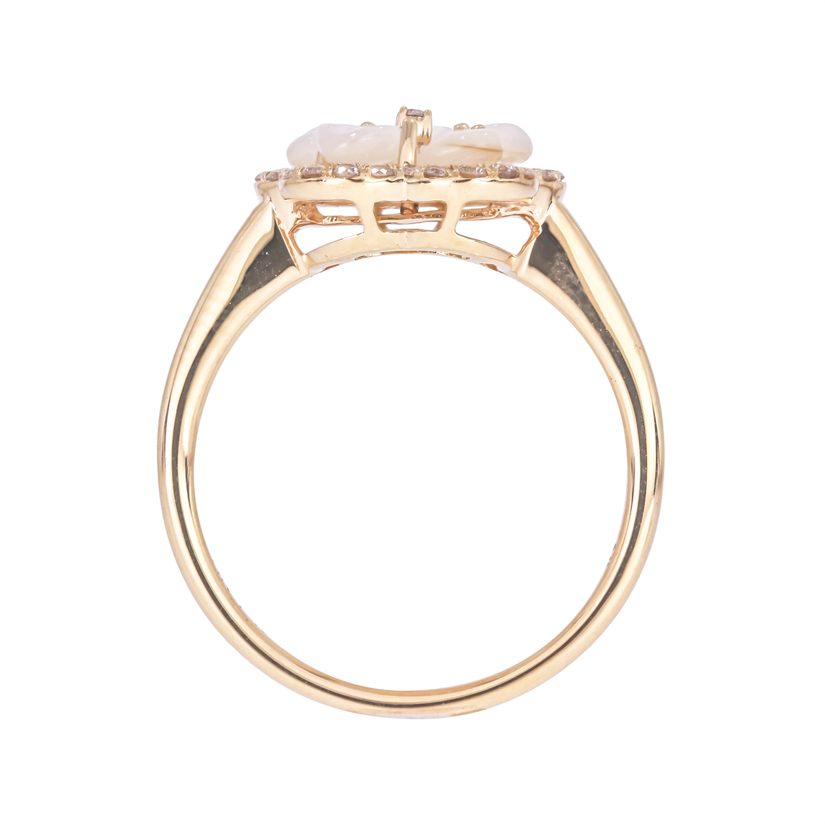 14K Solid Gold Diamond and Gemstone Flower Ring