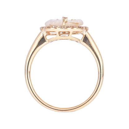 14K Solid Gold Diamond and Gemstone Flower Ring