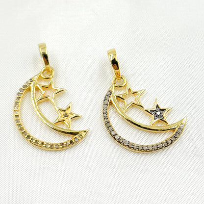 DP646. Diamond Sterling Silver Moon & Star Pendant