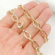 14K Solid Hollow Gold Flat Oval Link Chains