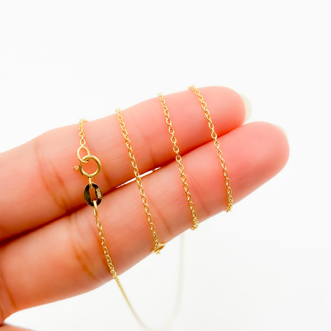 030R01LGJ08018K. 18K Solid Gold Cable Chain with Extender