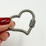 Load image into Gallery viewer, DC715. Diamond Sterling Silver Heart Carabiner Clasp
