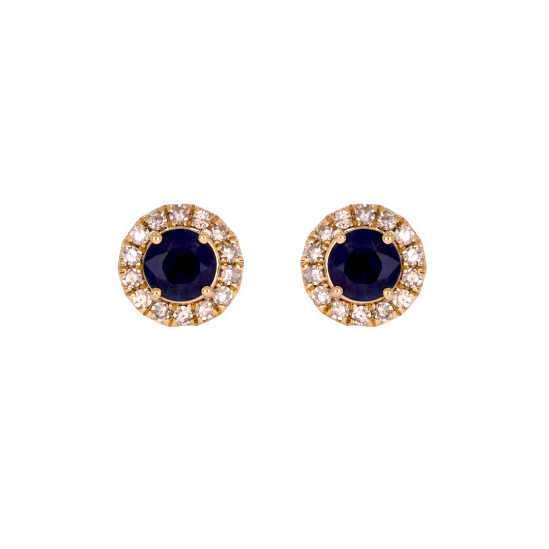 EFC54135. 14K Solid Yellow Gold Diamond and Gemstone Stud Earring