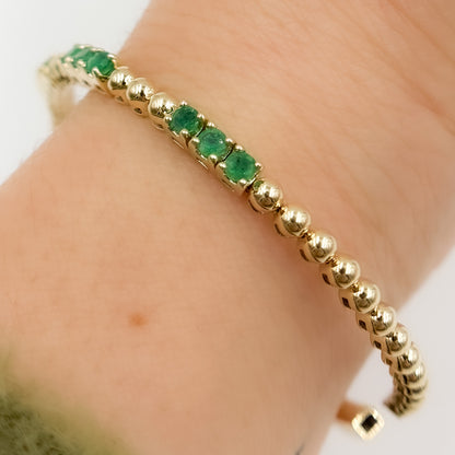 BNZ68568. 14K Solid Yellow Gold Gemstone Bangle