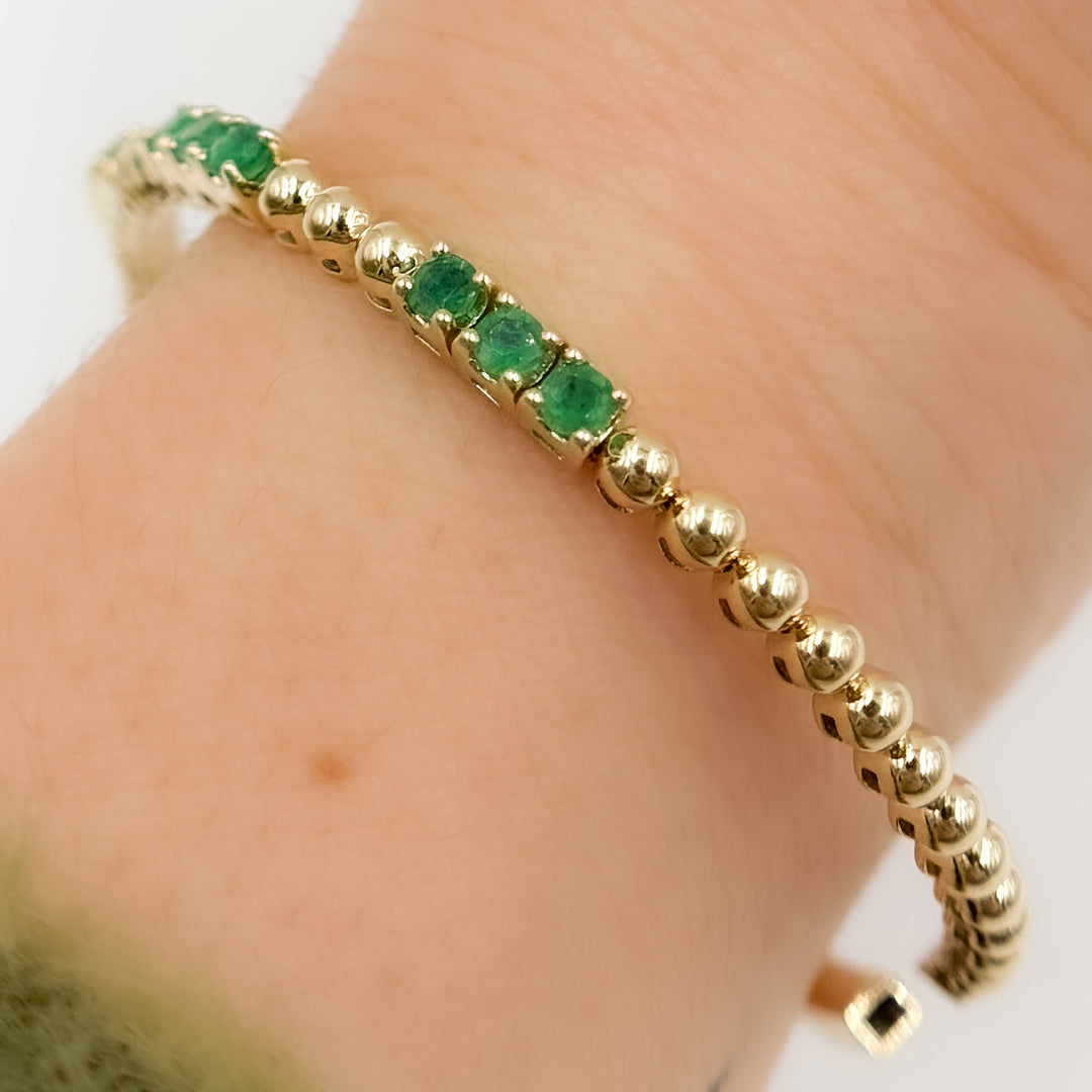 BNZ68568. 14K Solid Yellow Gold Gemstone Bangle