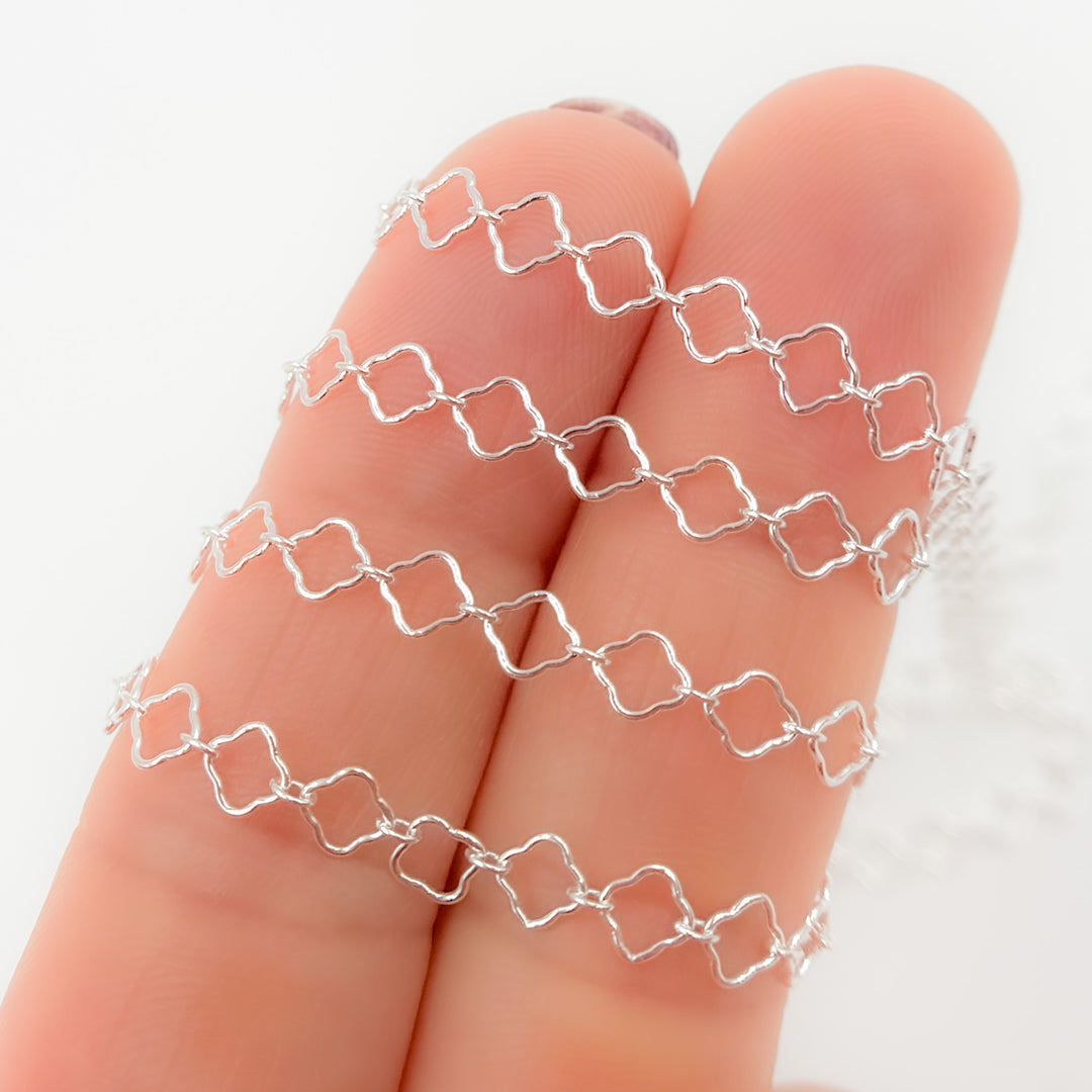 V296SS. Sterling Silver Clover and Oval Link Chain