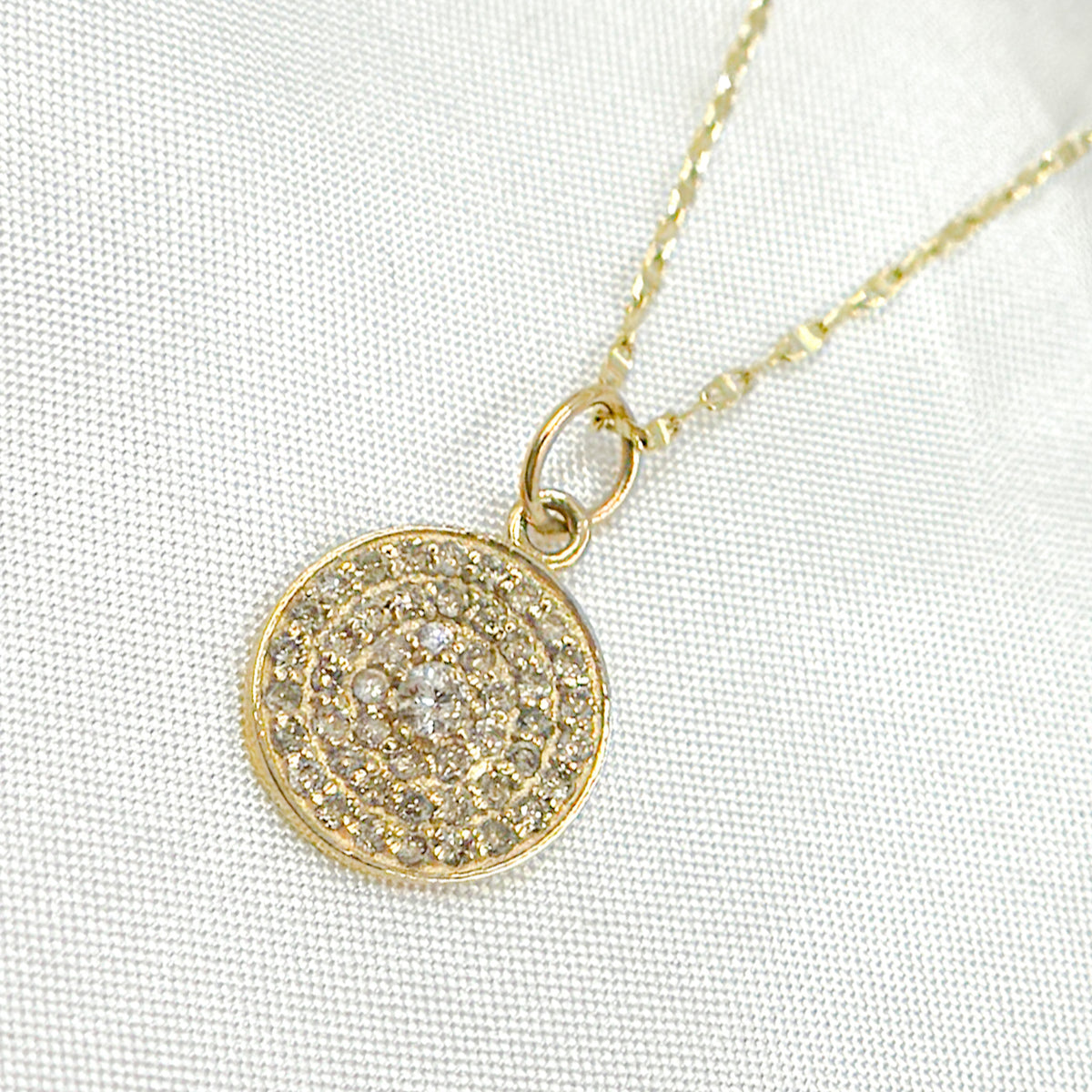 14K Solid Gold Diamond Circle Charm