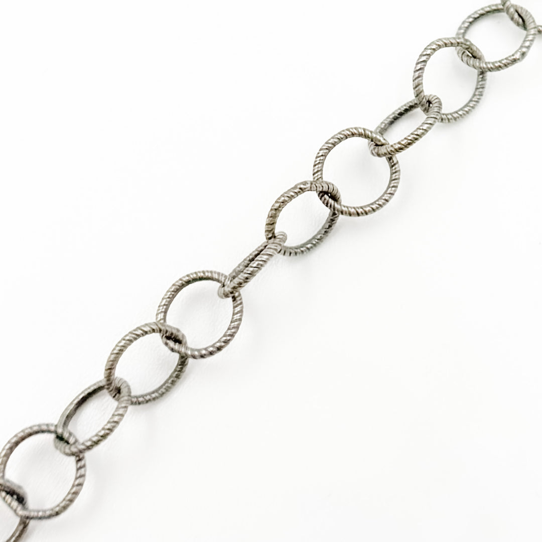 679TWOX. Oxidized Sterling Silver Twisted Round Link Chain
