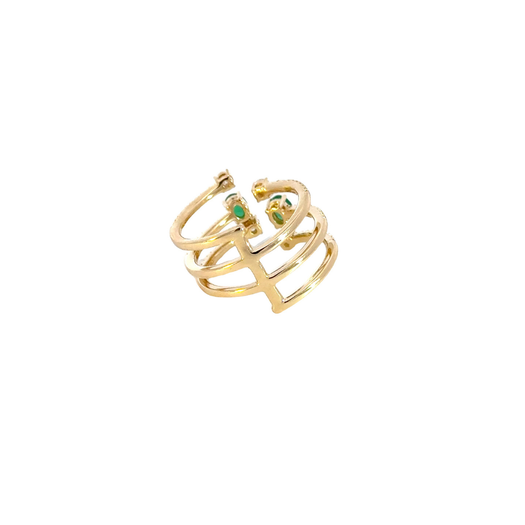 14k Solid Gold Diamond and Emerald Ring. CR96332EM4X3