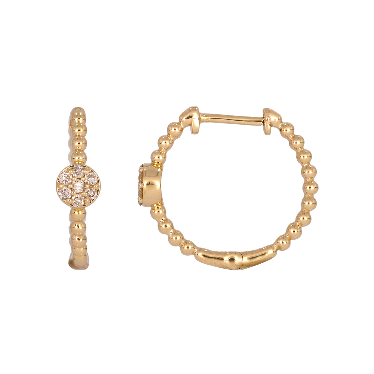 14K Gold Diamond Hoop Earrings