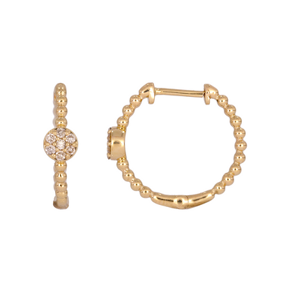 14K Gold Diamond Hoop Earrings