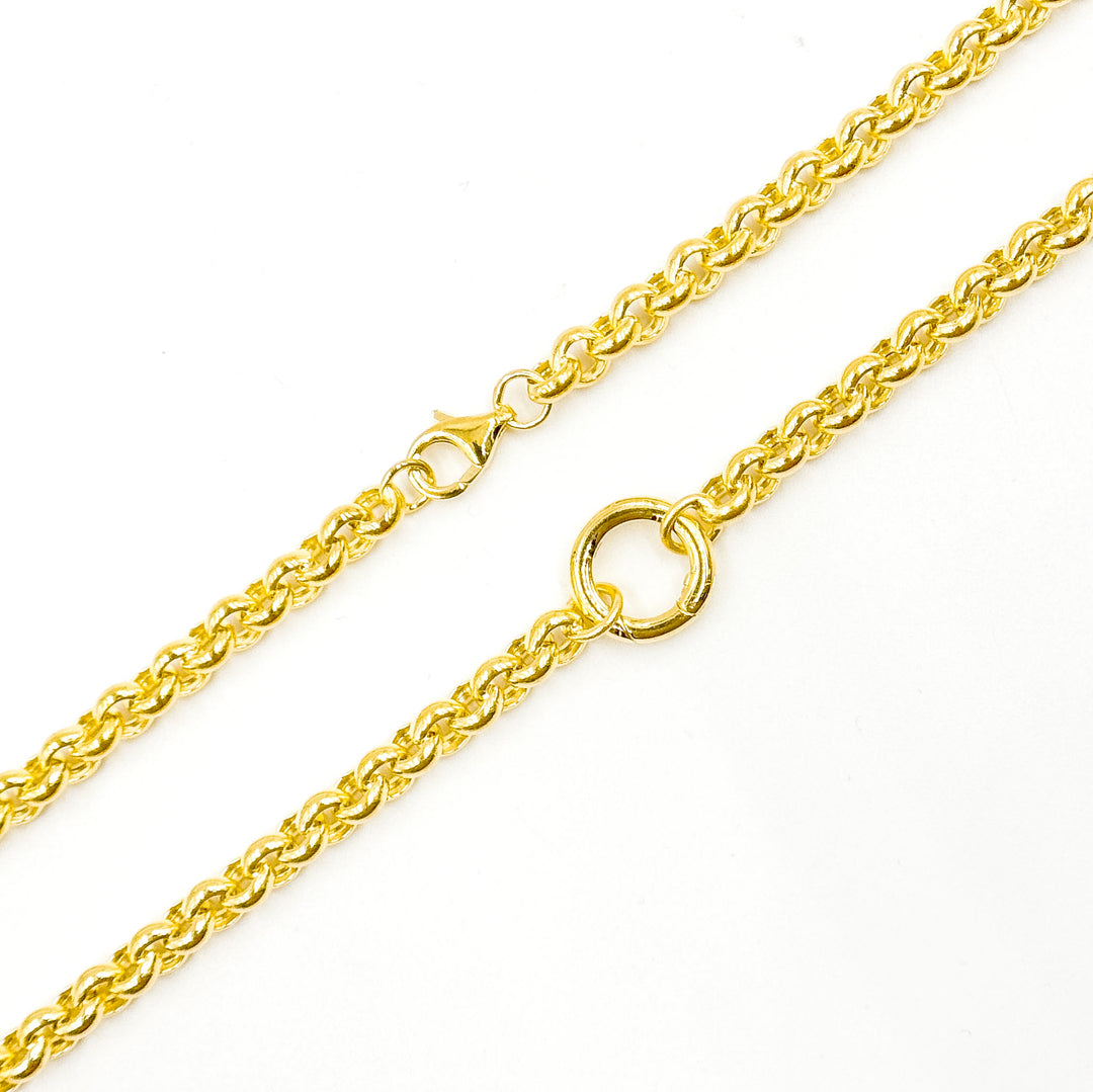 000HVR0064069. 14K Solid Yellow Gold Round Rolo Hollow Fancy Chain Necklace