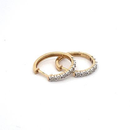EHC56424. 14k Solid Yellow Gold Diamond Hoops