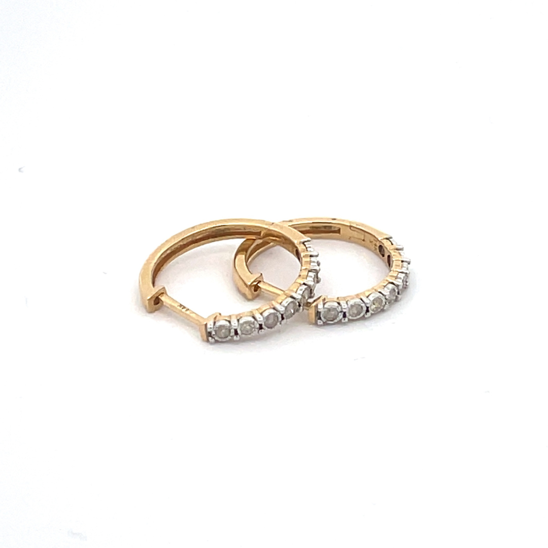 EHC56424. 14k Solid Yellow Gold Diamond Hoops