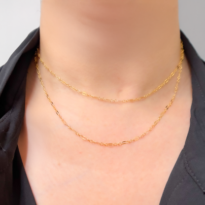 14K Gold-Filled Flat Marina Links Necklace.