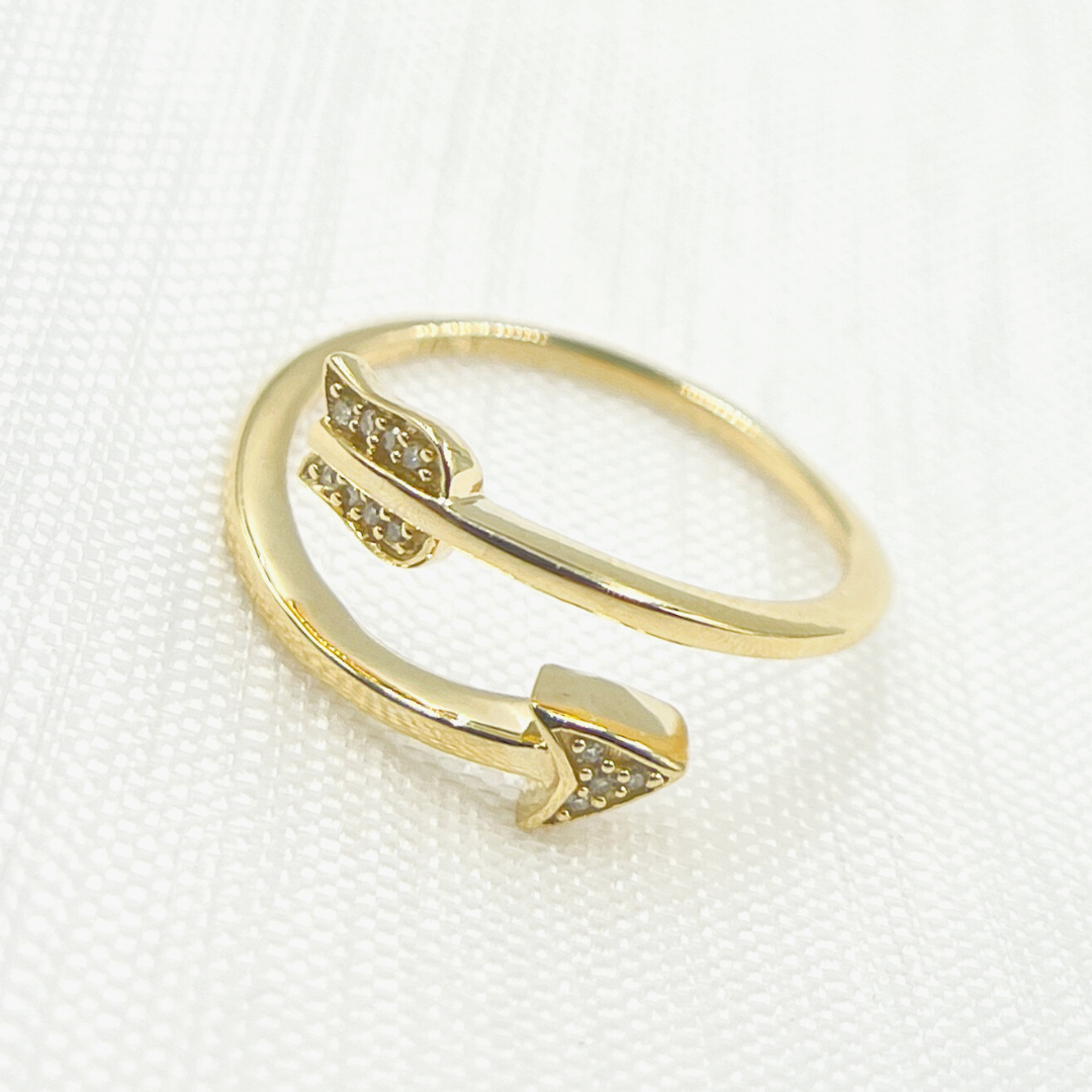 14K Solid Gold Diamond Arrow Ring. RFA14433