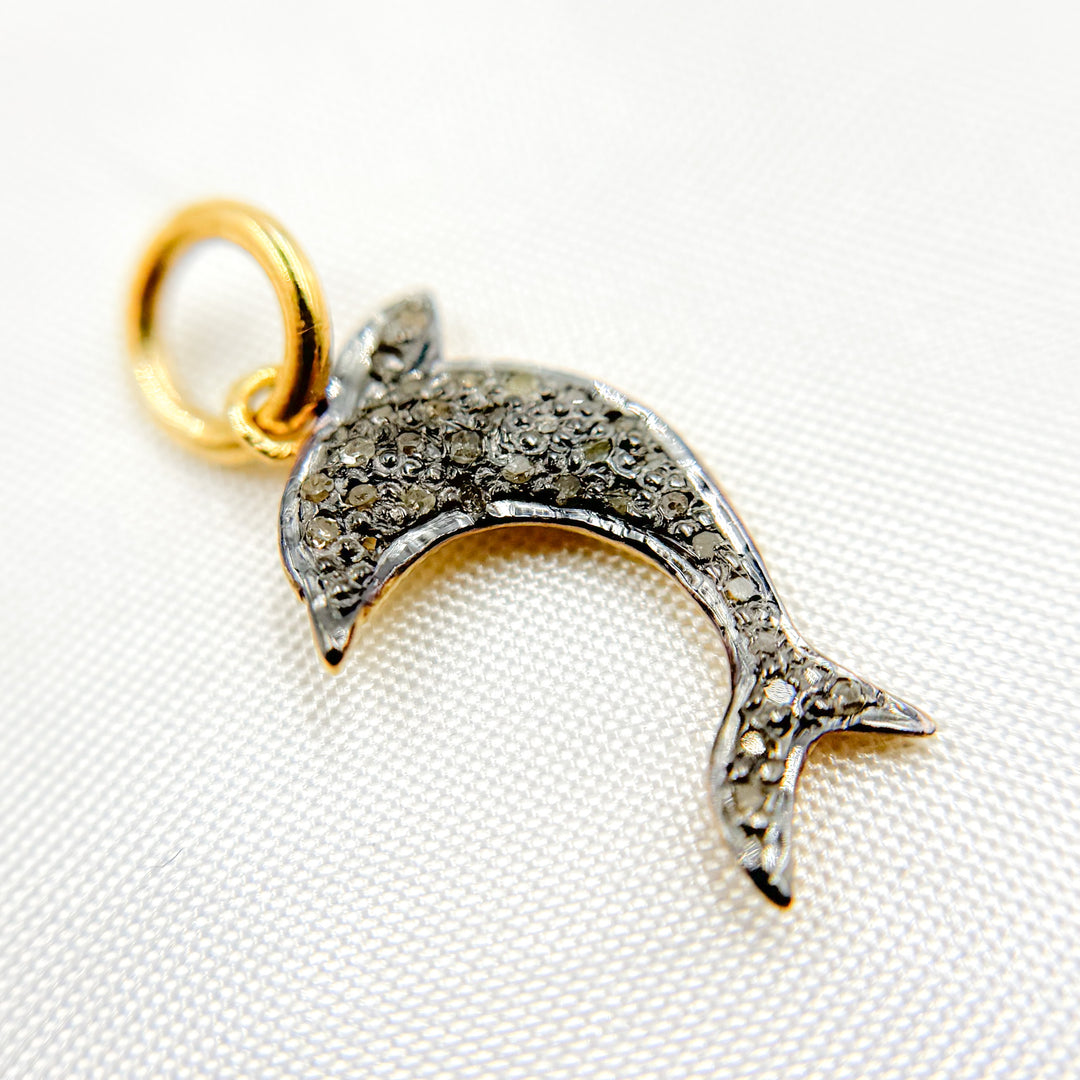 DC246. Diamond Sterling Silver Dolphin Charm