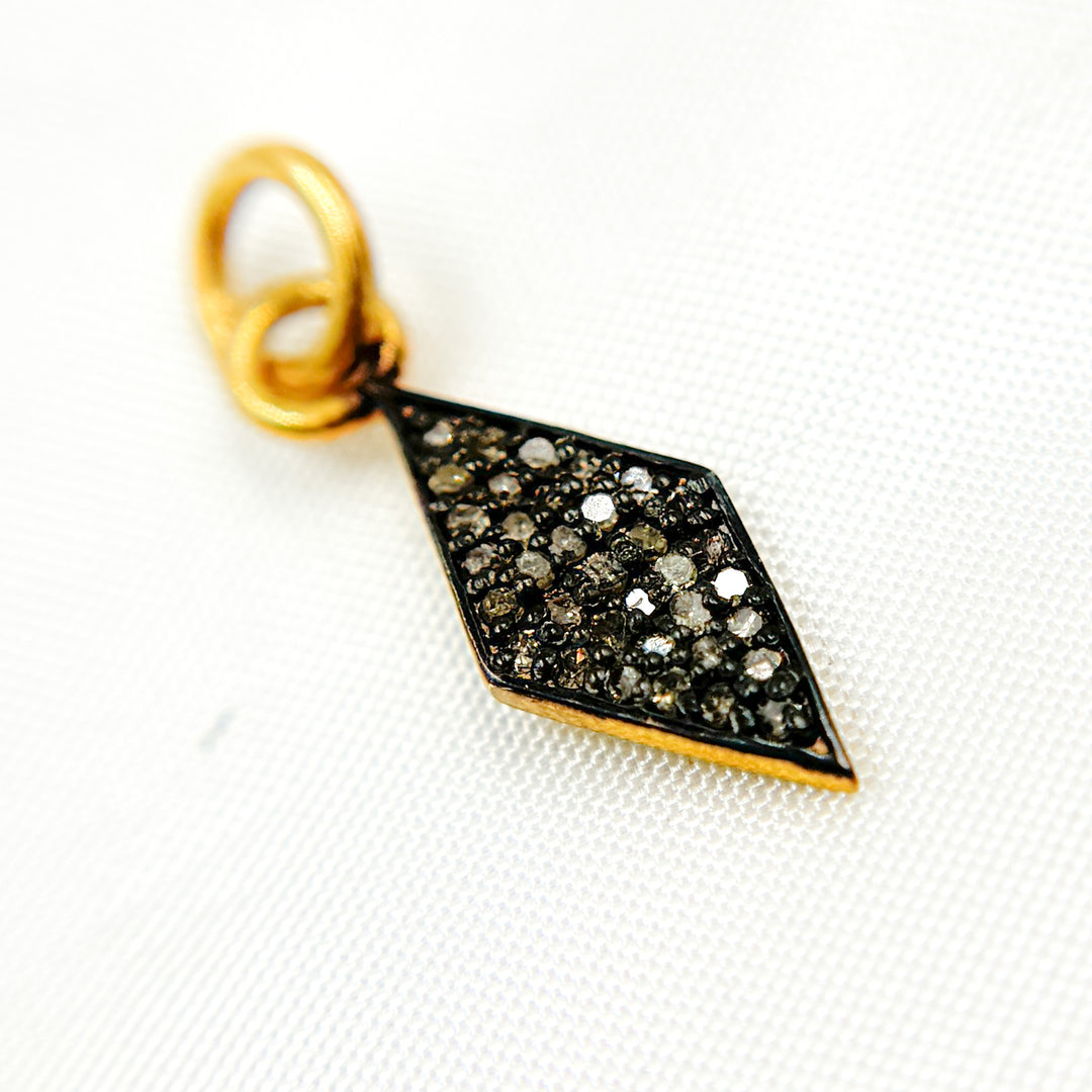 DC300. Diamond Sterling Silver Rhombus Shape Charm