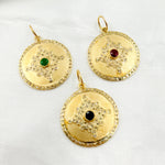 Load image into Gallery viewer, 14K Solid Gold Diamond and Gemstone Round Charm. GDP245
